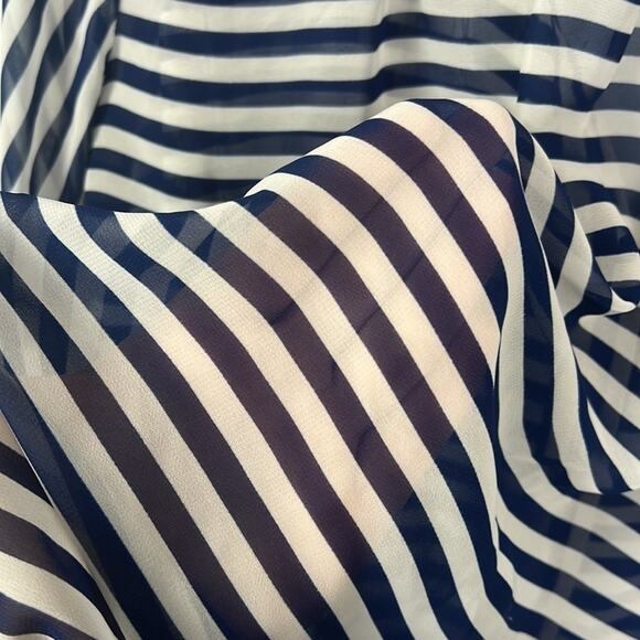 Pleione striped tie front button down sheer blouse size small - Picture 11 of 12